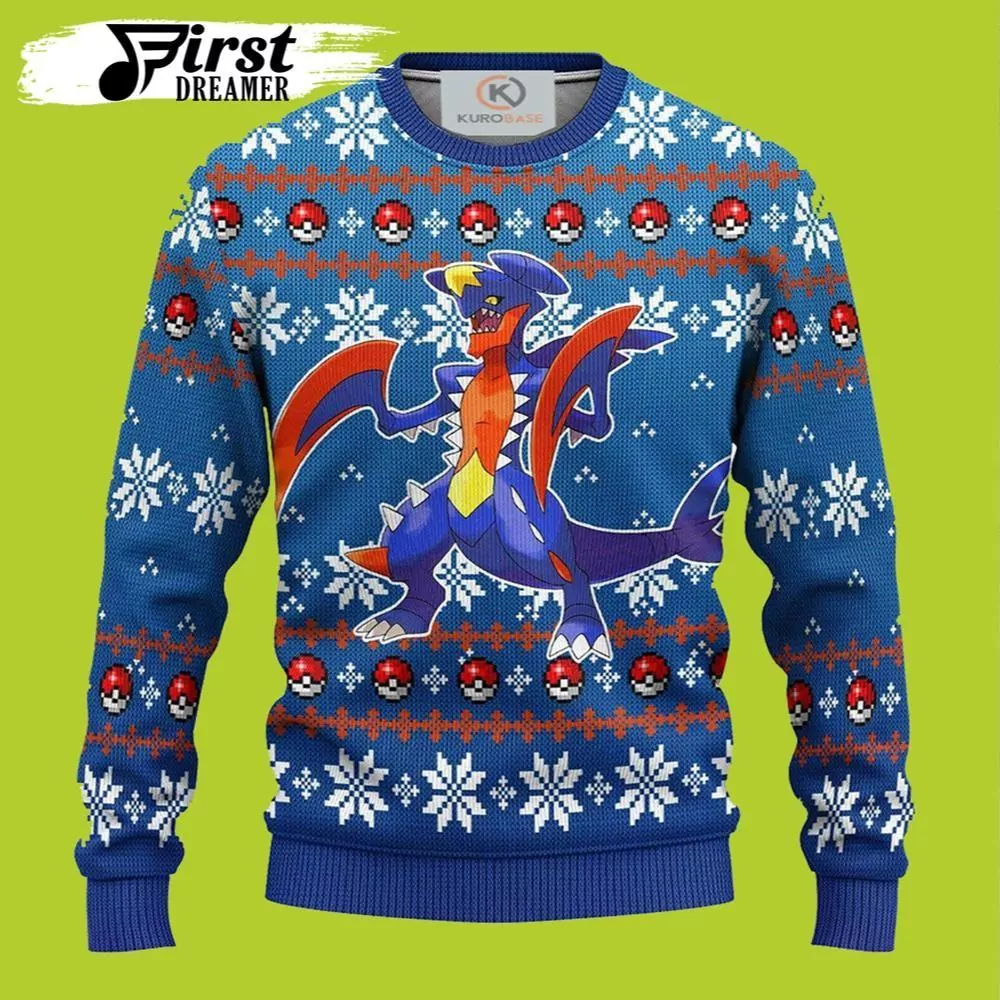 Pokemon Christmas Pokemon Garchomp Anime Merry Christmas The First Dreamer Store Awesome 3d ugly sweatshirt