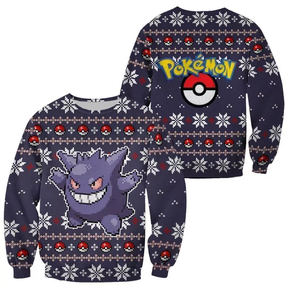 Pokemon Gengar Christmas Custom Apparel Limited 3d ugly sweatshirt