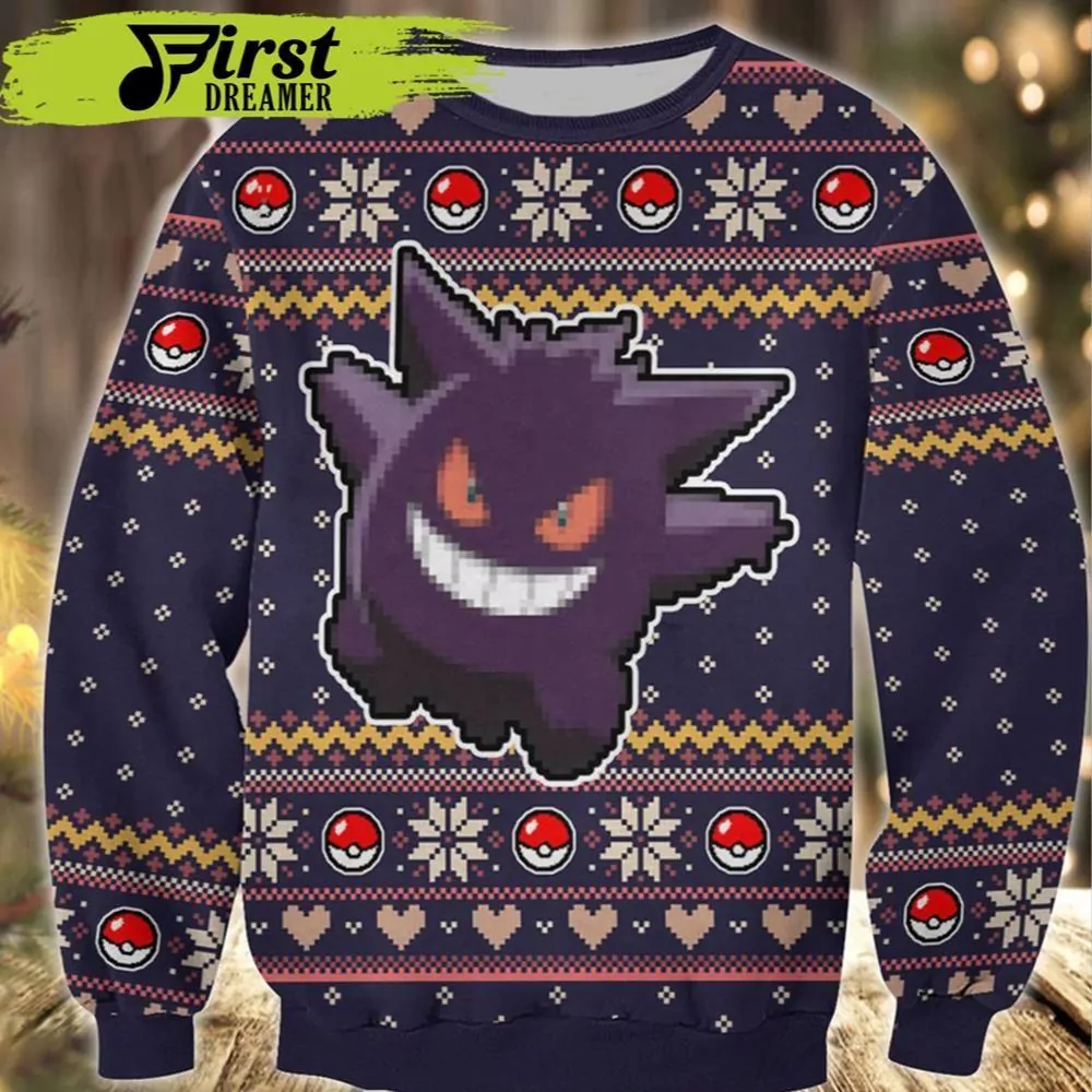 Pokemon Gengar Pokemon Christmas Merry Christmas The First Dreamer Store Awesome 3d ugly sweatshirt