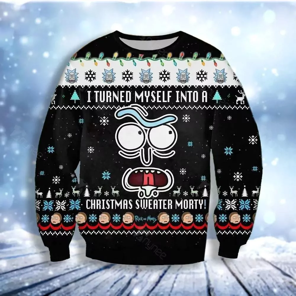 Rick And Morty Time For A Beer Christmas 3d ugly sweatshirt