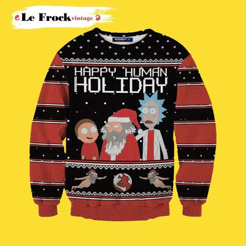 Rick And Morty Time For A Beer Christmas 3d ugly sweatshirt