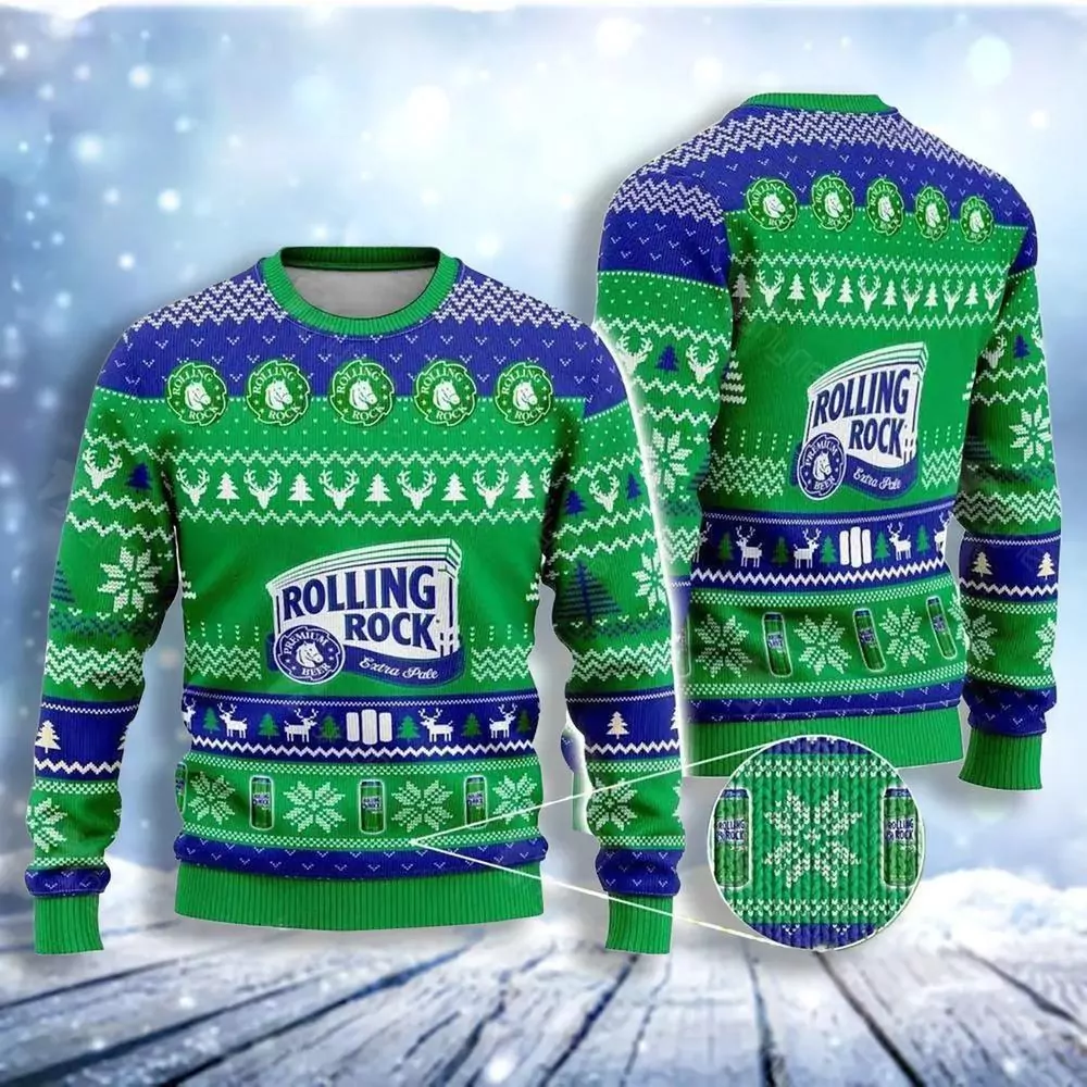 Rolling Rock Beer Christmas Limited 3d ugly sweatshirt