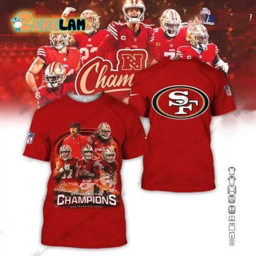San Francisco 49ers LVIII Super Bowl NFC Champions San Francisco 49ers Are All In 3d tshirt