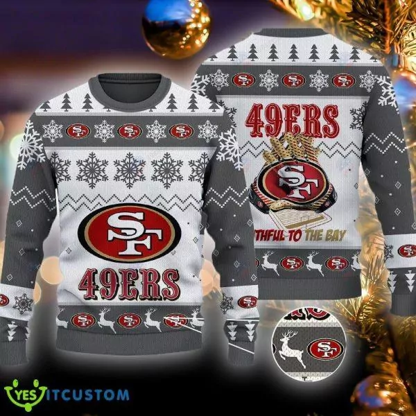 San Francisco 49ers NFL Ever Upwards Gloves Pattern Xmas Grey 3d ugly sweatshirt