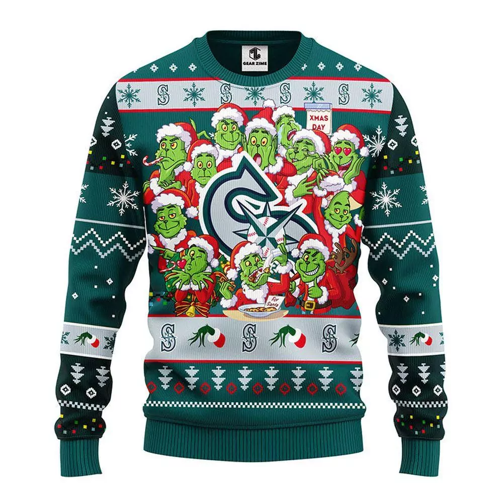 Seattle Mariners 12 Grinch Xmas Day Party Ideas Christmas 3d ugly sweatshirt