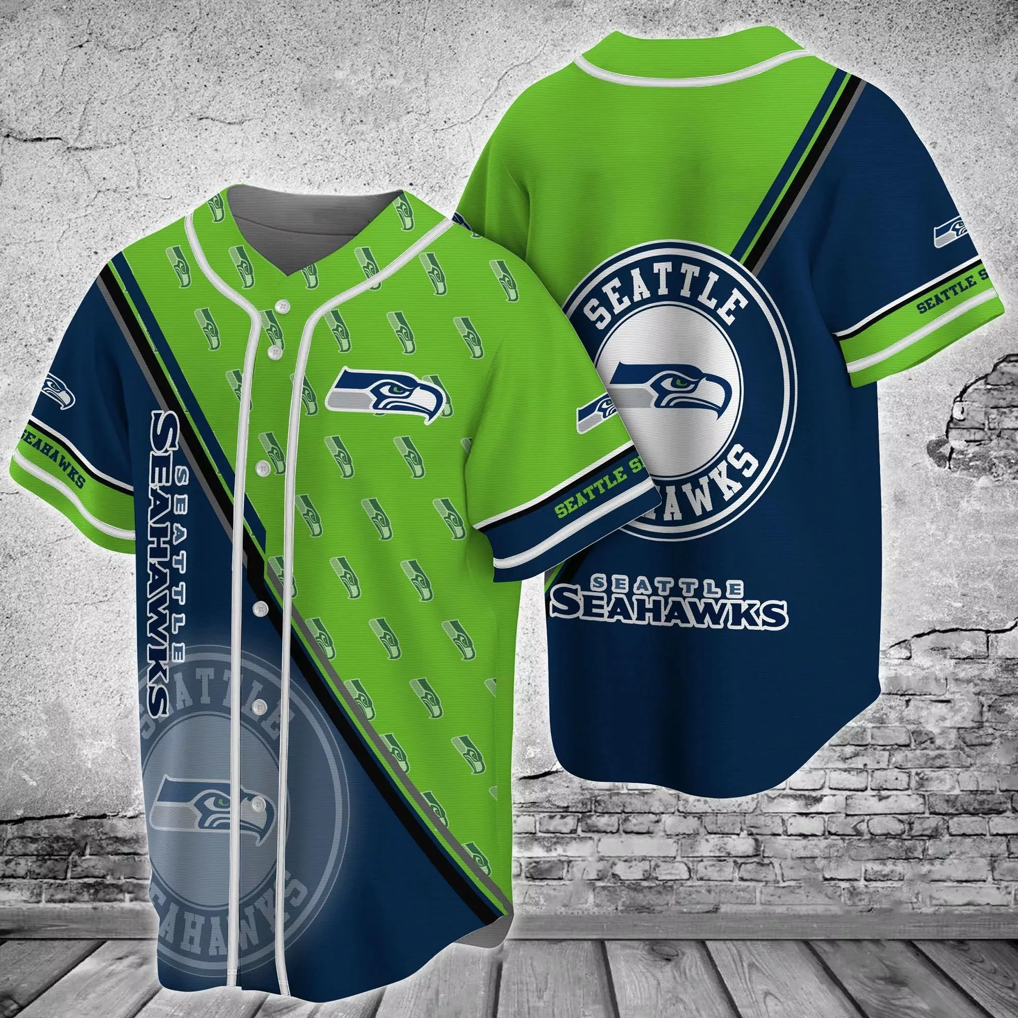 Seattle Seahawks Customizable NFL Baseball 3d Baseball Shirt