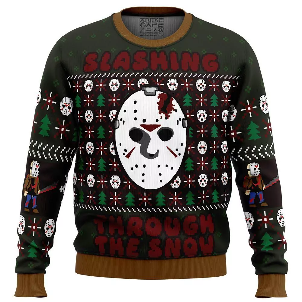 Slashing Through The Snow Jason Voorhees Christmas Awesome 3d ugly sweatshirt