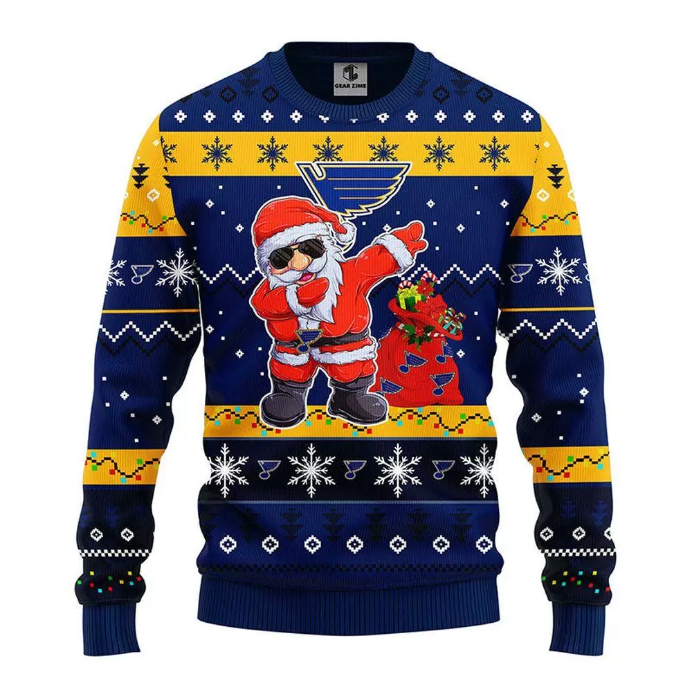 St Louis Blues Dabbing Santa Claus Party Ideas Christmas 3d ugly sweatshirt