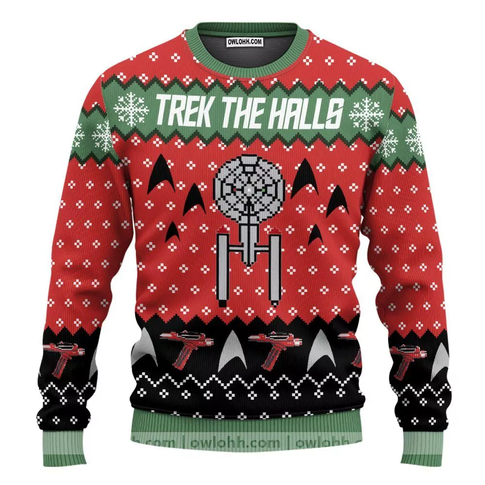 Star Trek The Halls Christmas Edition Custom Party Ideas Christmas Limited 3d ugly sweatshirt