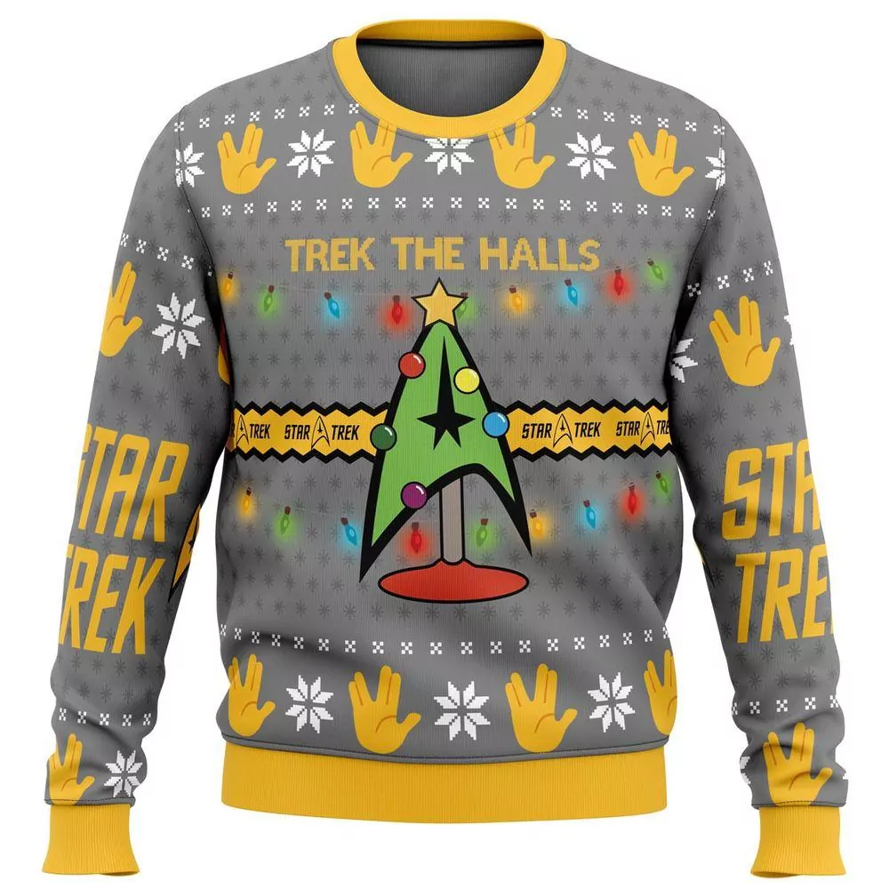 Star Trek The Halls Christmas Edition Custom Party Ideas Christmas Limited 3d ugly sweatshirt