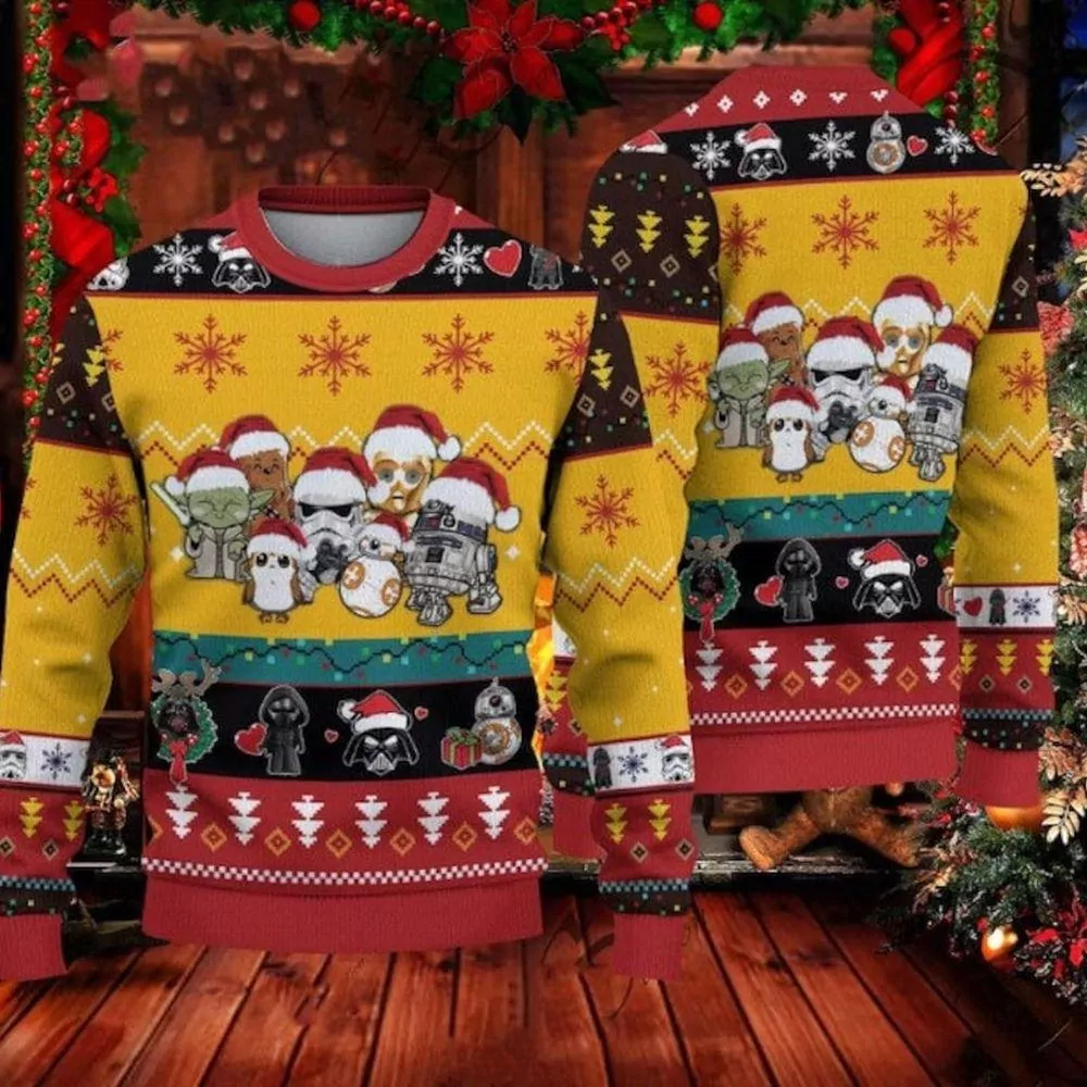 Star Wars Baby Yoda And Beer Wheat Christmas Jumpers Awesome 3d ugly sweatshirt