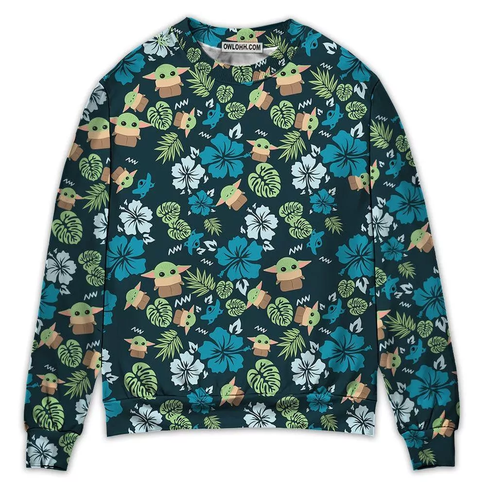 Star Wars The Mandalorian Grogu Baby Yoda Leaves Limited 3d ugly sweatshirt