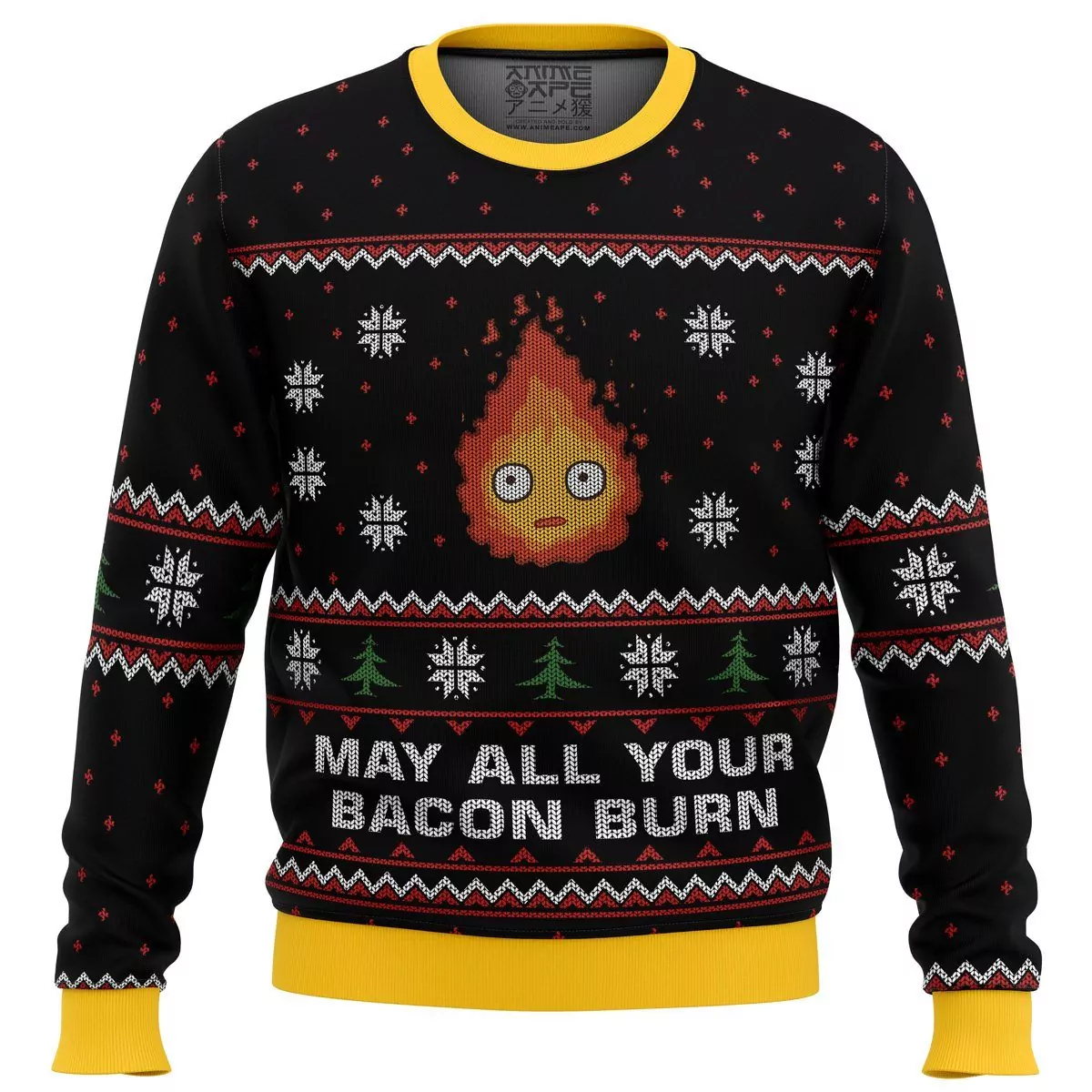 Studio Ghibli May All Your Bacon Burn Calcifer Christmas Holiday 3d ugly sweatshirt