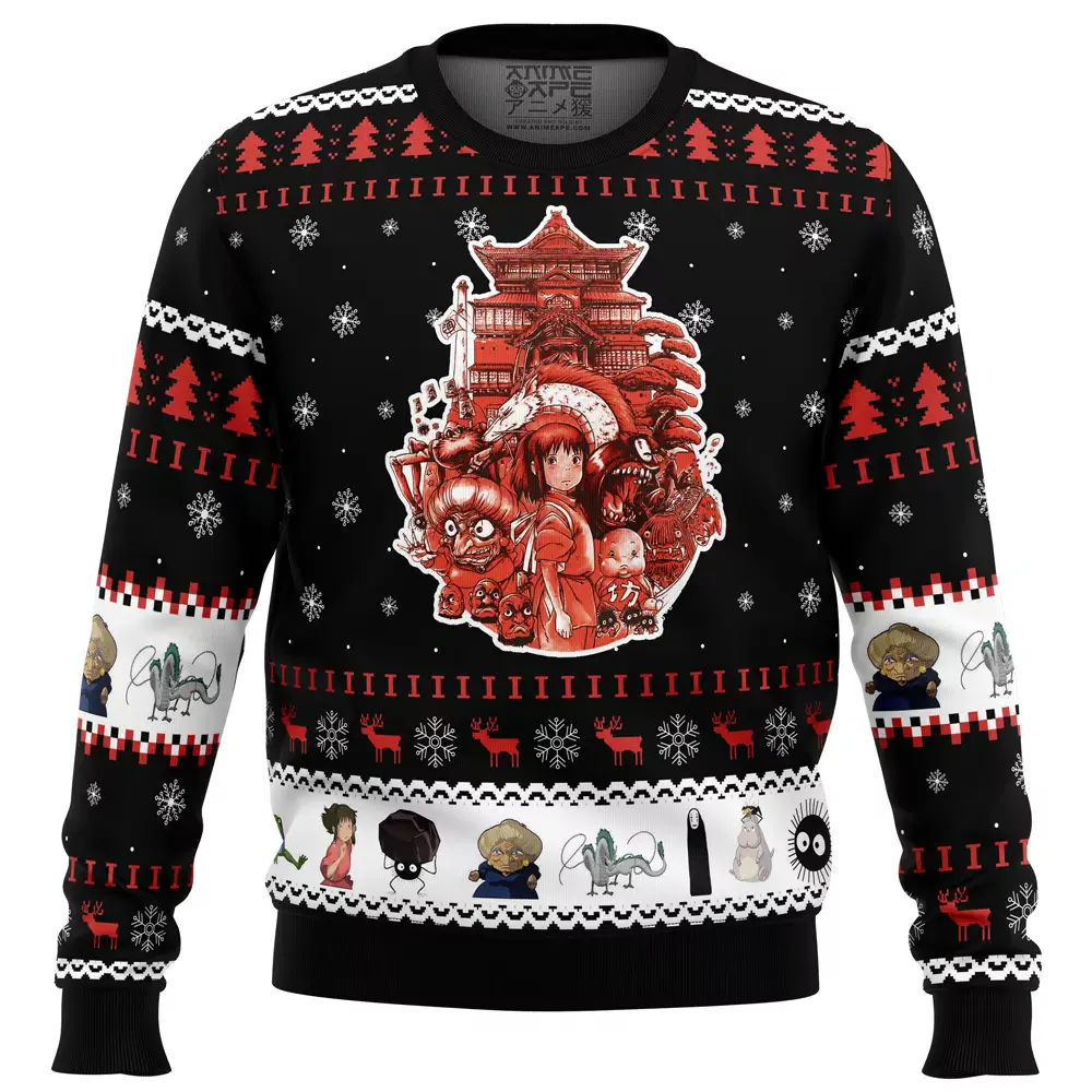 Studio Ghibli Spirited Away alt Christmas Holiday 3d ugly sweatshirt