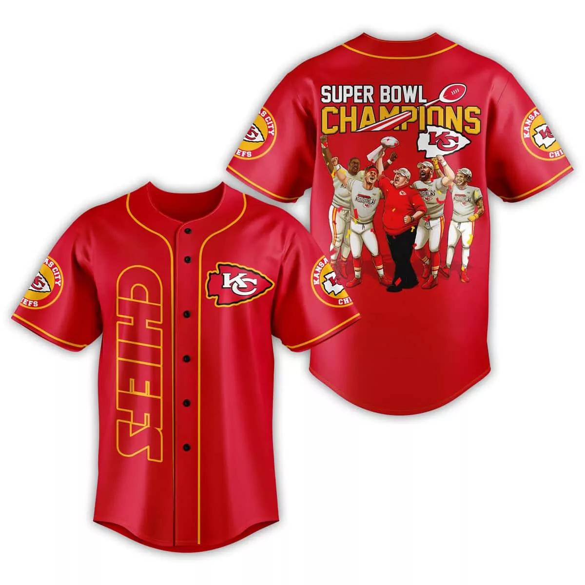 Super Bowl Champions Kansas City Chiefs Baseball 3d Baseball Shirt