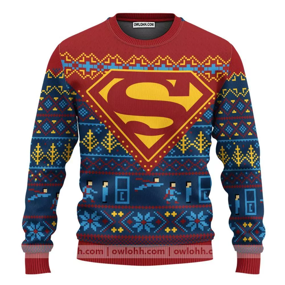 Super Heroes Superman Christmas Party Ideas Christmas 3d ugly sweatshirt