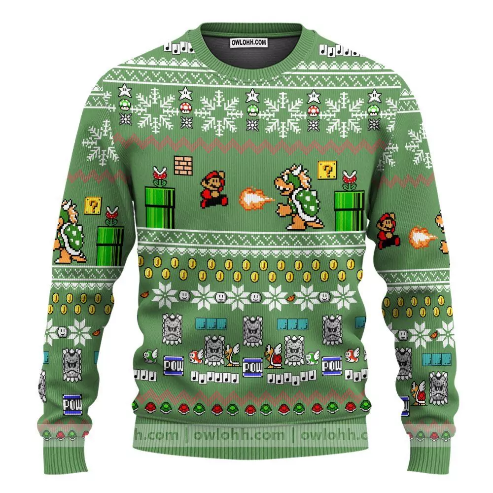 Super Mario Custom Party Ideas Christmas Limited 3d ugly sweatshirt