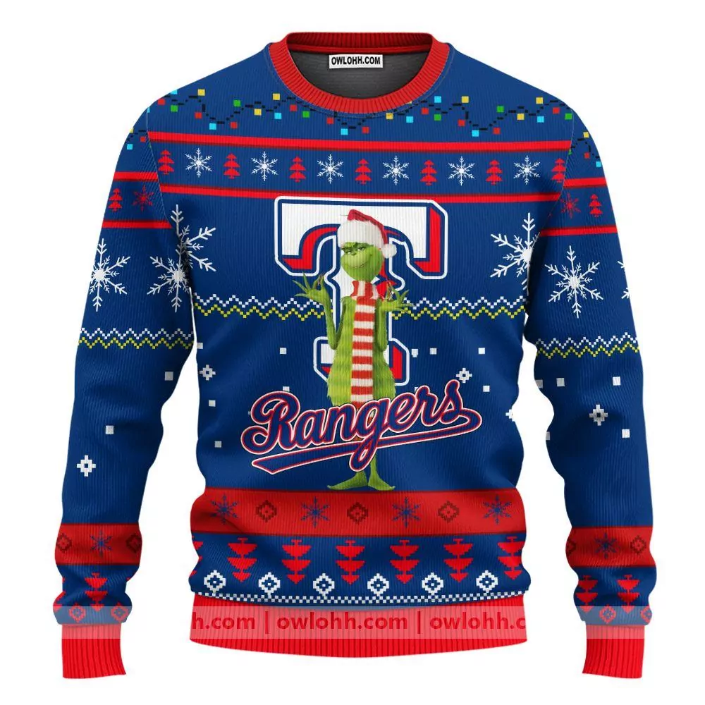 Texas Rangers Funny Grinch Party Ideas Christmas Awesome 3d ugly sweatshirt