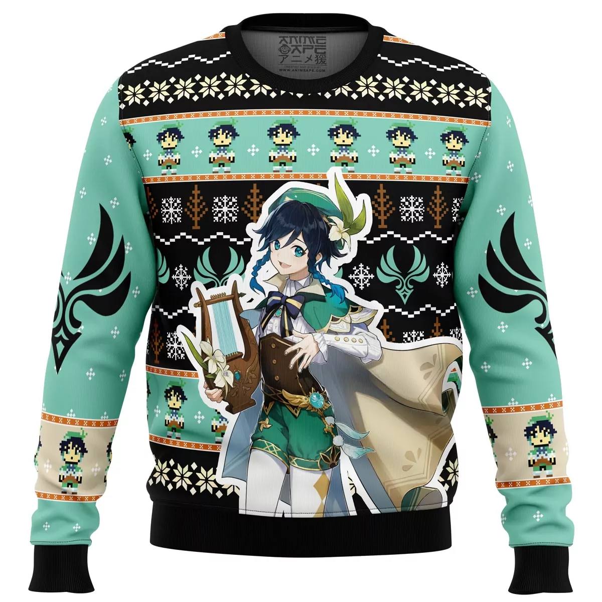 Venti Genshin Impact Christmas Holiday 3d ugly sweatshirt