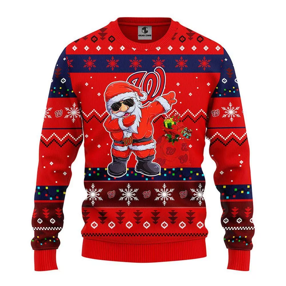 Washington Nationals Dabbing Santa Claus Party Ideas Christmas 3d ugly sweatshirt